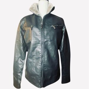 American Breed Mens Black Lined Motorcycle Coat Leather Jacket Size Small NWT